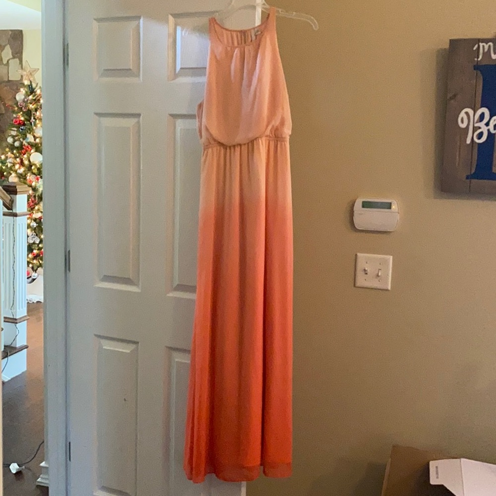 Lauren Conrad Ombré Peach Dip Dyed Gown